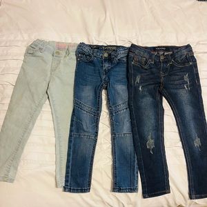 Lot of 3 Trendy 4T girl skinny stretch jeans - stylish
